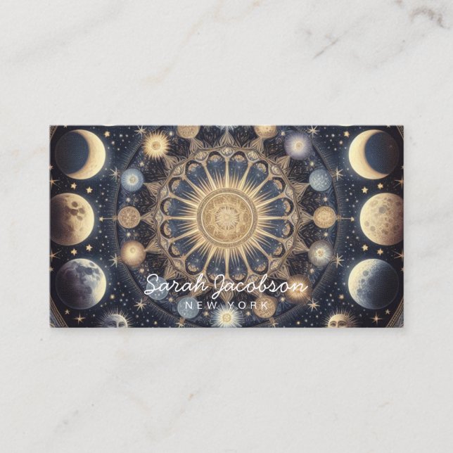 Visita Tarjeta de presentación boho celestial – Noche cós (Anverso)