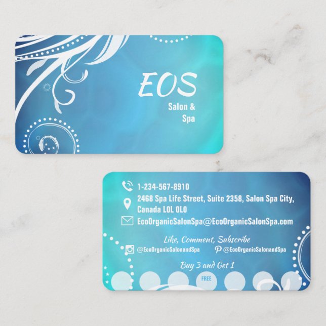 Visita Tarjeta de presentación Boho Ocean Salon Spa Loyal (Anverso / Reverso)