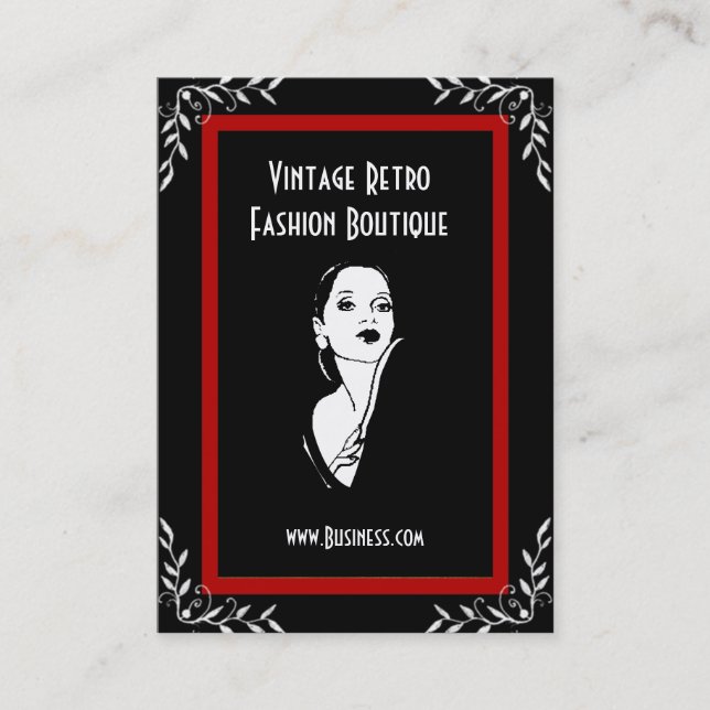 Visita Tarjeta de Presentación Boutique de Moda Retro Vin (Anverso)