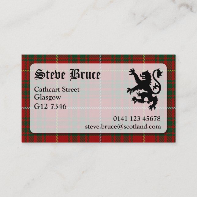 Visita Tarjeta de presentación Bruce Tartan (Anverso)
