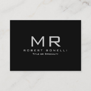 Visita Tarjeta de presentación Chubby Black Gray Monogram