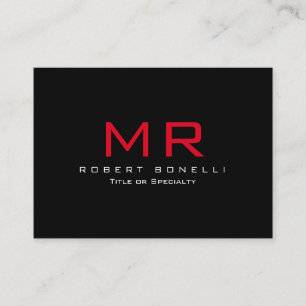 Visita Tarjeta de presentación Chubby Black Red Monogram