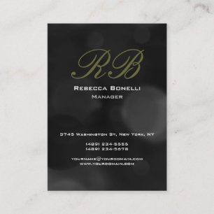 Visita Tarjeta de presentación Chubby Gray Black Monogram