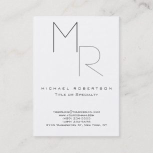 Visita Tarjeta de presentación Chubby Trendy Monogram Whi