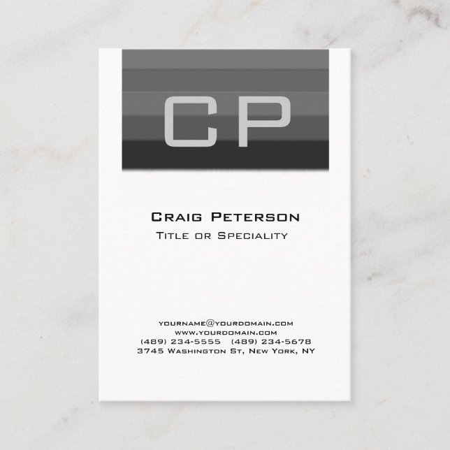 Visita Tarjeta de presentación Chubby Vertical Black Mono (Anverso)