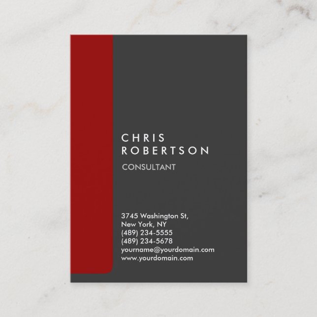 Visita Tarjeta de presentación Chubby Vertical Gray Red T (Anverso)