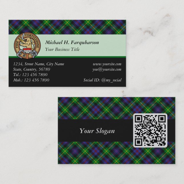 Visita Tarjeta de presentación Clan Farquharson Tartan (Anverso / Reverso)