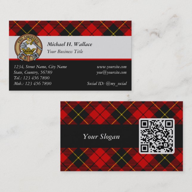 Visita Tarjeta de presentación Clan Wallace Tartan (Anverso / Reverso)