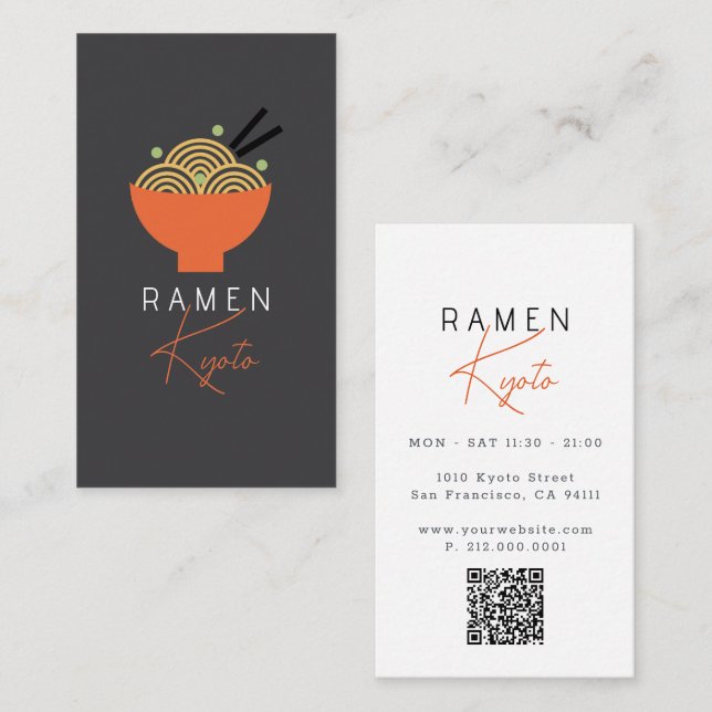 Visita Tarjeta de presentación código QR del restaurante  (Anverso / Reverso)