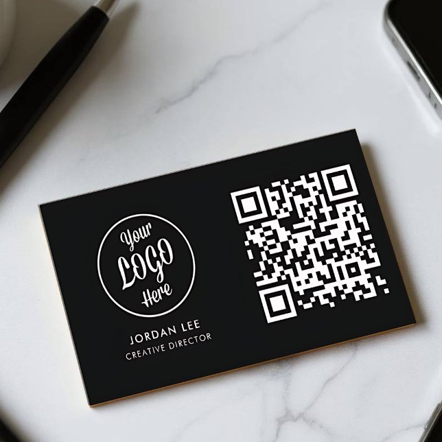 Visita Tarjeta de Presentación Comercial con Código QR Pe (Elegant Business Card - Front)