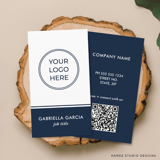 Visita Tarjeta de Presentación Comercial con Código QR Pr (Front and back of the business card are shown in standard size. Choose size, corner + paper style.)