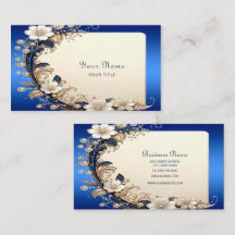 Tarjeta de presentación con adorno floral blanco a