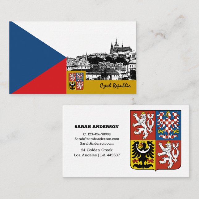 Visita Tarjeta de presentación con bandera checa, moderna (Anverso / Reverso)