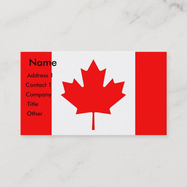 Visita Tarjeta de presentación con bandera de Canadá (Anverso)