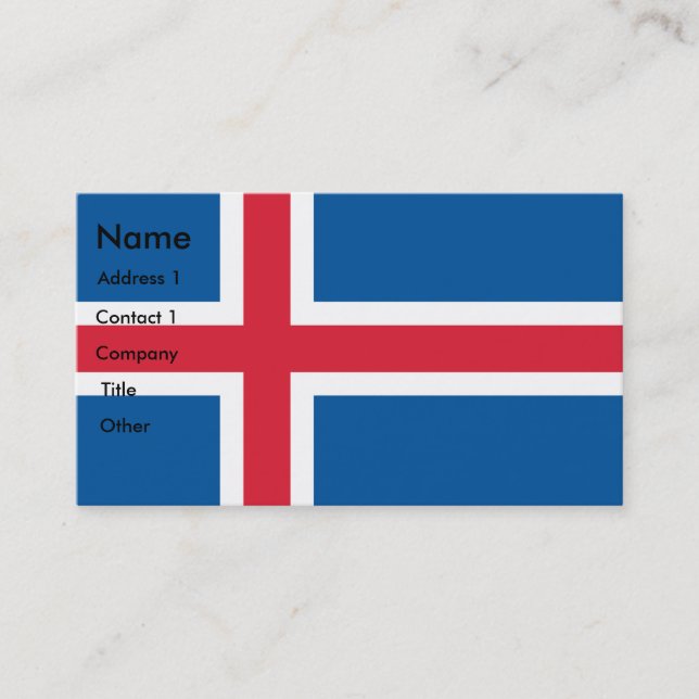 Visita Tarjeta de presentación con bandera de Islandia (Anverso)