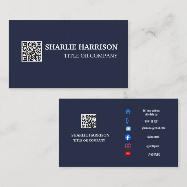 Visita Tarjeta de Presentación con Código QR (Anverso / Reverso)