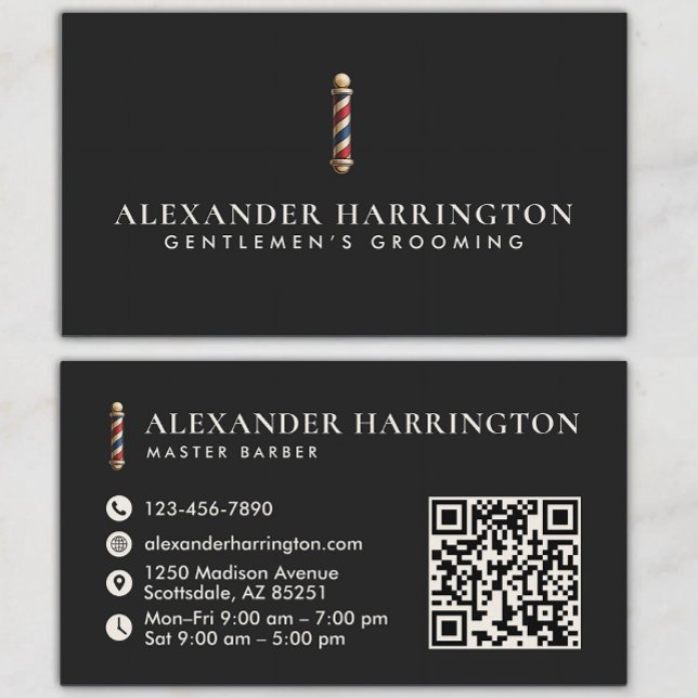 Visita Tarjeta de presentación con código QR de Barbería  (Subido por el creador)