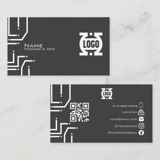 Visita Tarjeta de presentación con código QR de circuito  (Anverso / Reverso)