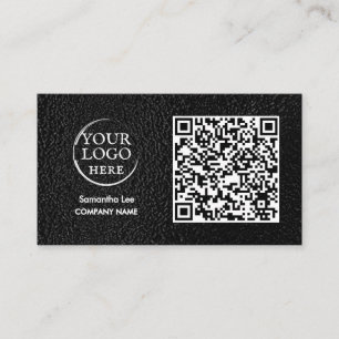 Visita Tarjeta de presentación con código QR de cuero neg