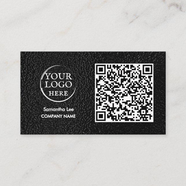 Visita Tarjeta de presentación con código QR de cuero neg (Anverso)
