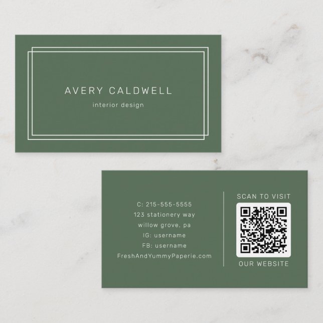 Visita Tarjeta de presentación con código QR de doble mar (Anverso / Reverso)