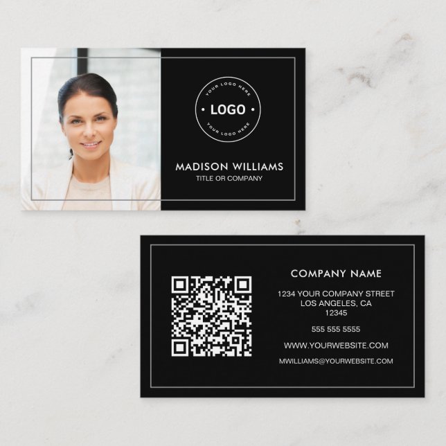 Visita Tarjeta de presentación con código QR de foto pers (Anverso / Reverso)