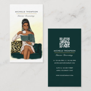 Visita Tarjeta de presentación con código QR de jefa glam