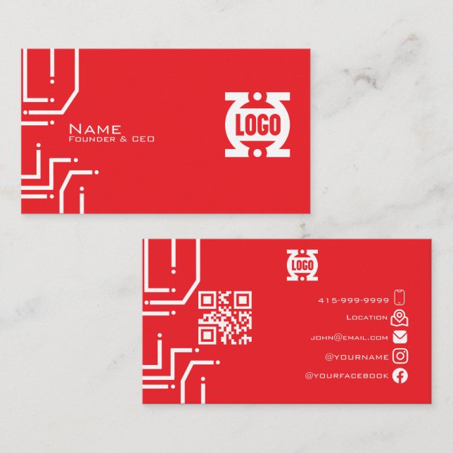 Visita Tarjeta de presentación con código QR de placa de  (Anverso / Reverso)
