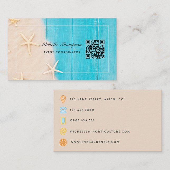 Visita Tarjeta de presentación con código QR de playa rús (Anverso / Reverso)