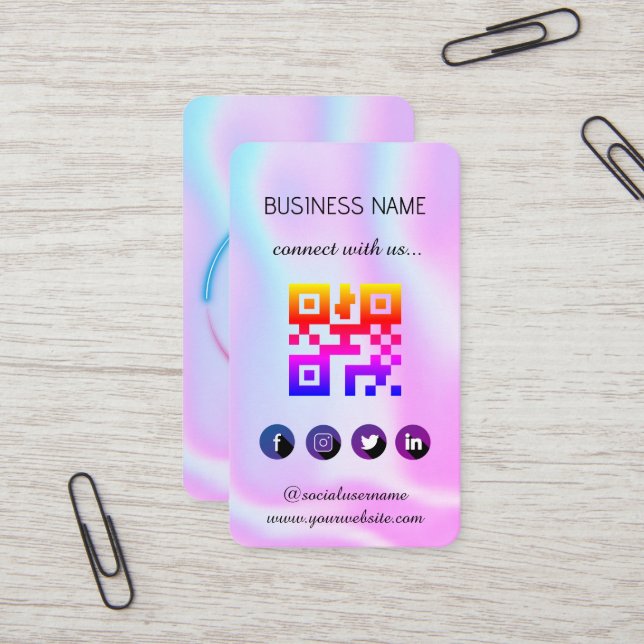 Visita Tarjeta de presentación con código QR de redes soc (Anverso/Reverso In Situ)