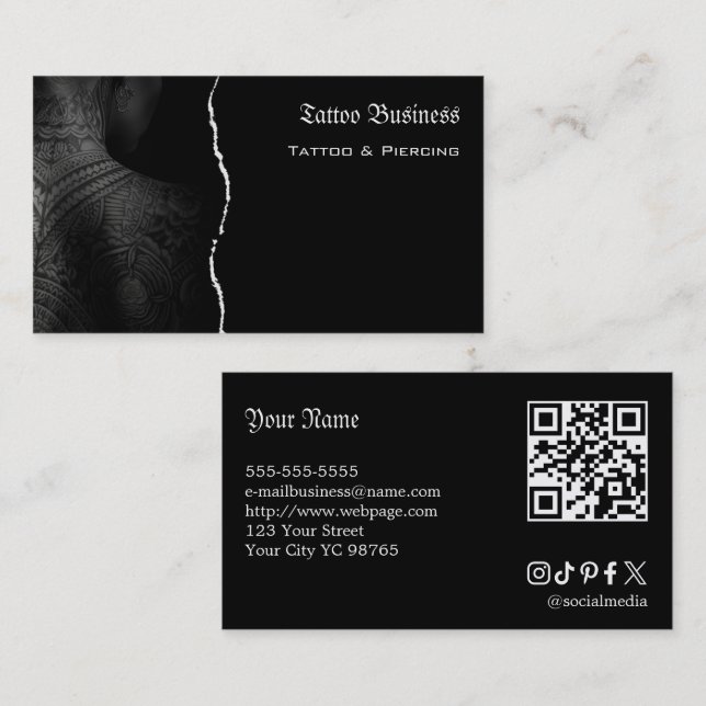 Visita Tarjeta de presentación con código QR de salón de  (Anverso / Reverso)