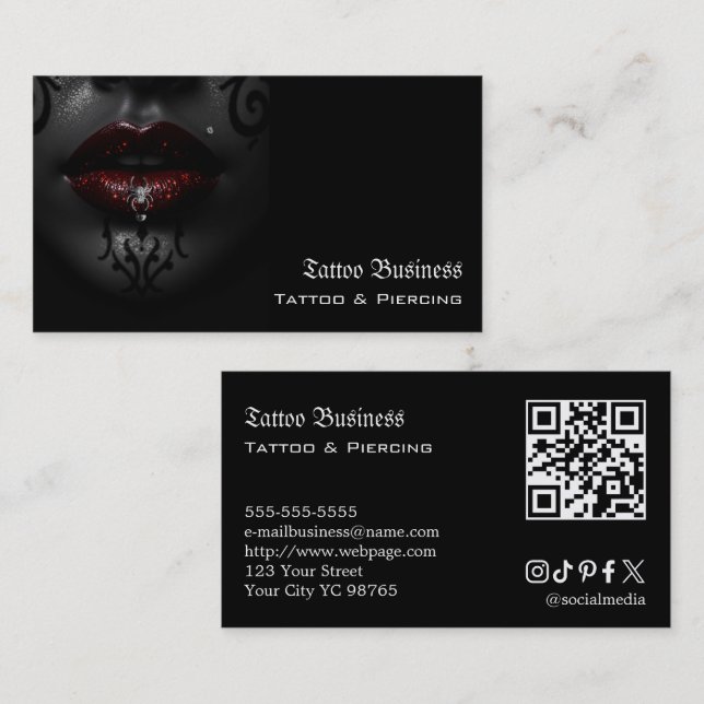 Visita Tarjeta de presentación con código QR de salón de  (Anverso / Reverso)