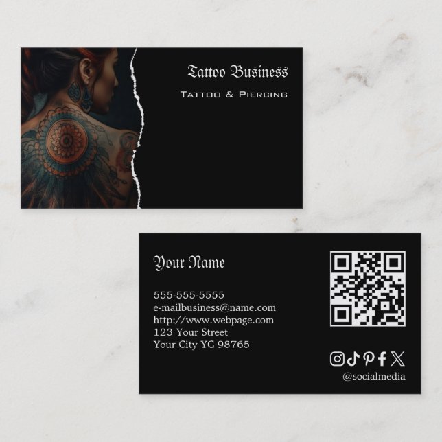 Visita Tarjeta de presentación con código QR de salón de  (Anverso / Reverso)