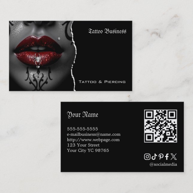 Visita Tarjeta de presentación con código QR de salón de  (Anverso / Reverso)