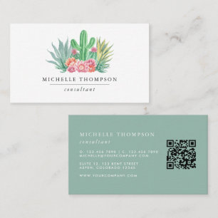 Visita Tarjeta de presentación con código QR de suculenta