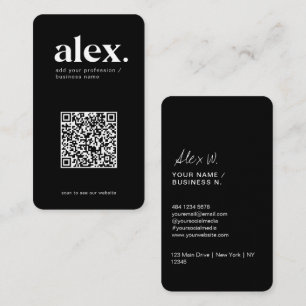 Visita Tarjeta de presentación con código QR logo en blan