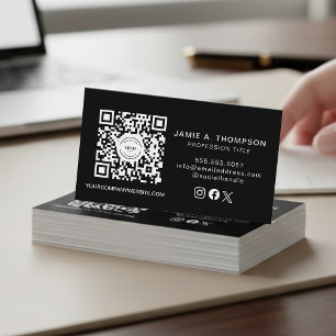 Visita Tarjeta de presentación con código QR Logo negro m
