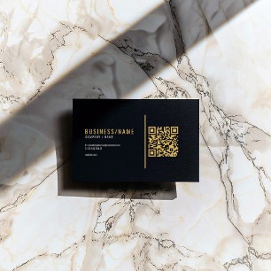 Visita Tarjeta de presentación con código QR negro y dora
