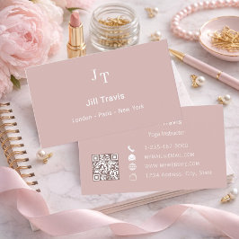 Visita Tarjeta de presentación con código QR neutral rosa