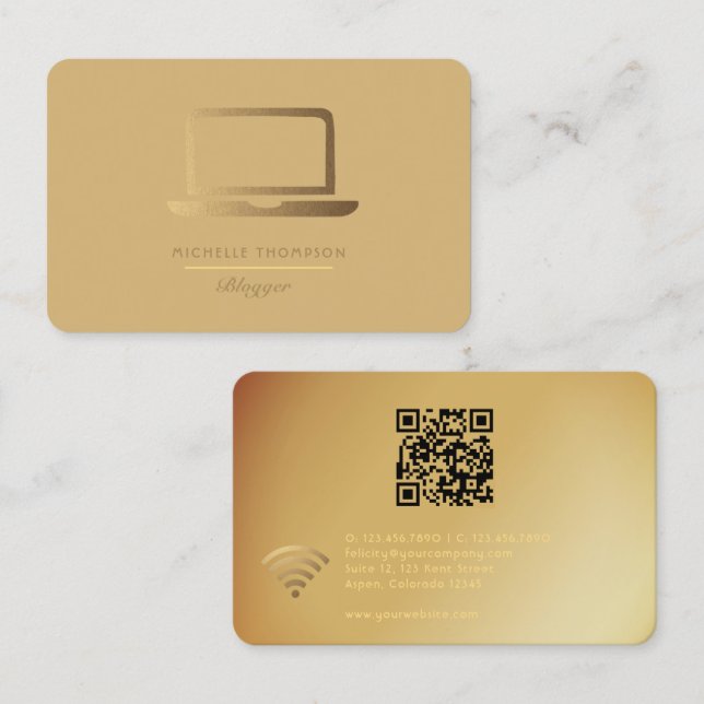 Visita Tarjeta de presentación con código QR para blogger (Anverso / Reverso)