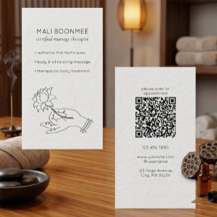 Visita Tarjeta de Presentación con Código QR para Masaje 