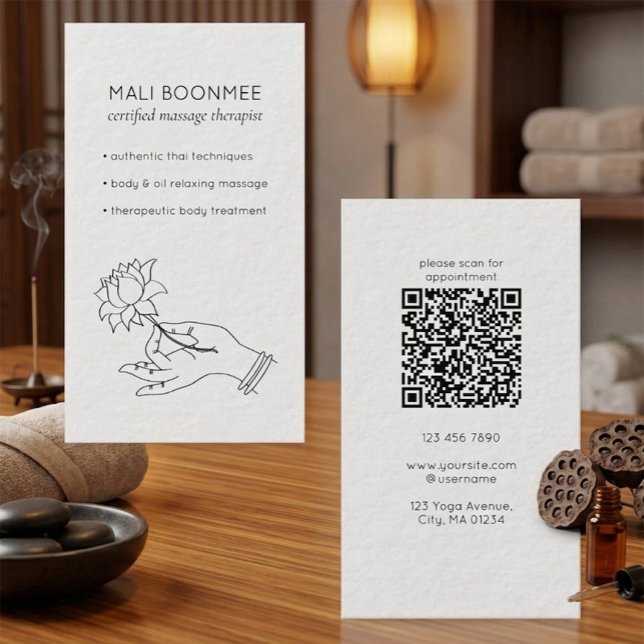 Visita Tarjeta de Presentación con Código QR para Masaje  (Subido por el creador)