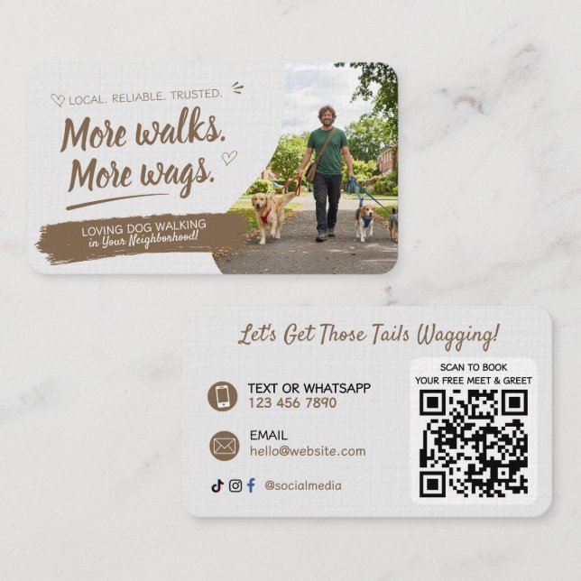 Visita Tarjeta de presentación con código QR para pasear  (Anverso / Reverso)