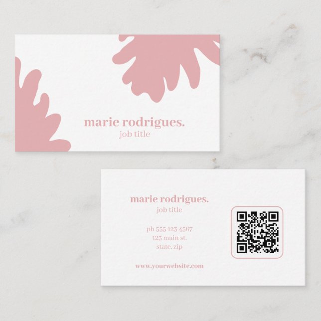 Visita Tarjeta de presentación con código QR rosa rubor (Anverso / Reverso)