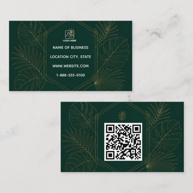 Visita Tarjeta de presentación con código QR Tropical Esm (Anverso / Reverso)