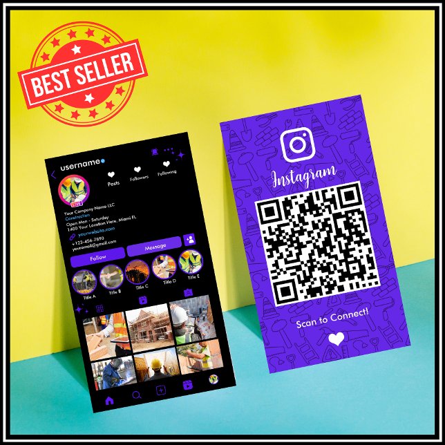 Visita Tarjeta de presentación con código QR violeta de I (Subido por el creador)