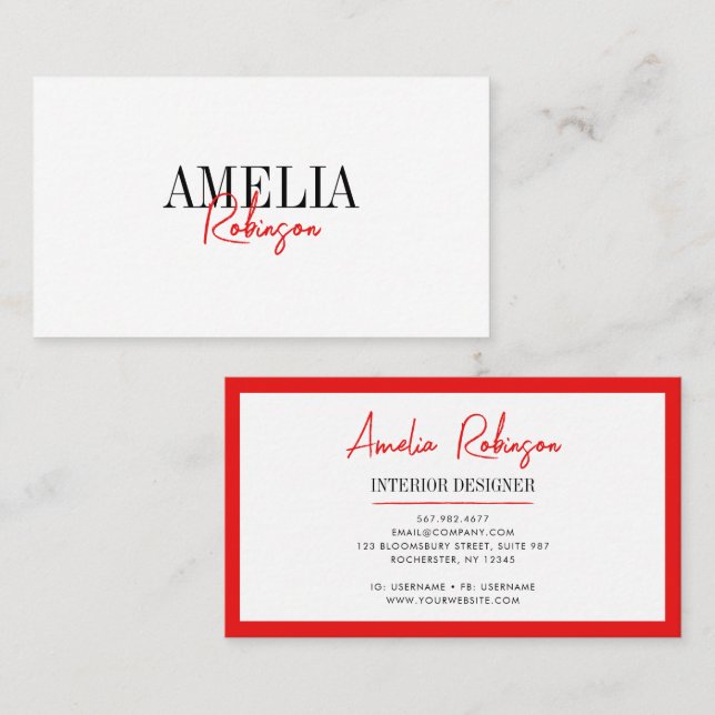 Visita Tarjeta de presentación con estilo de contraste de (Anverso / Reverso)