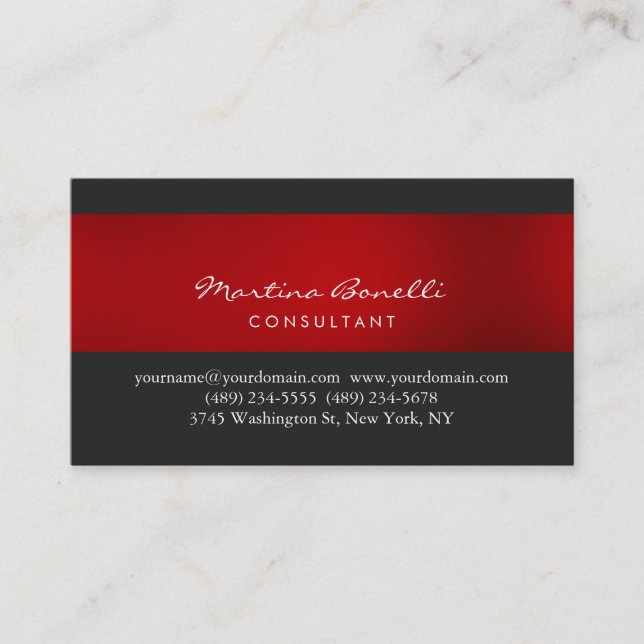 Visita Tarjeta de presentación con estilo de guion rojo g (Anverso)