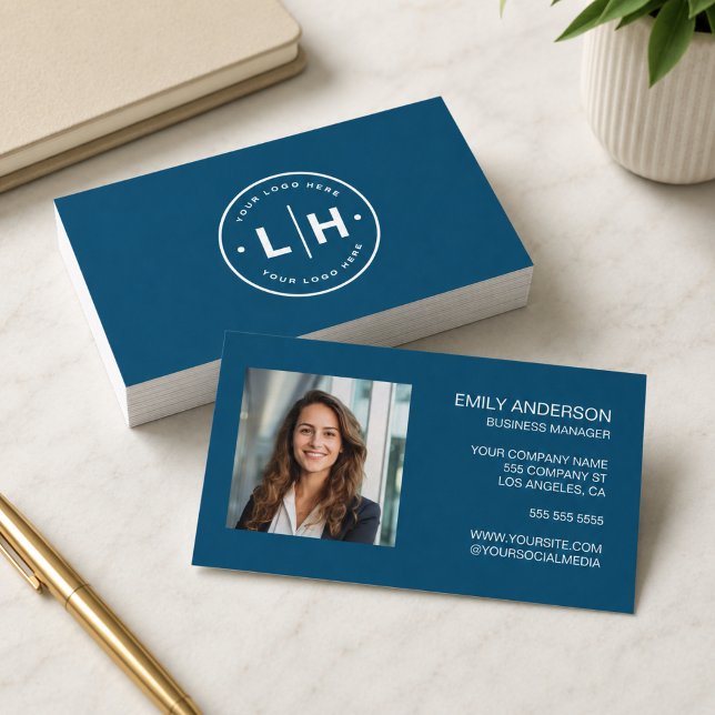 Visita Tarjeta de presentación con logotipo personalizado (Modern Personalized Logo Photo Business Card)