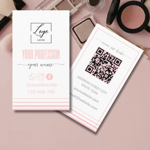 Visita Tarjeta de presentación con logotipo rosa y blanco